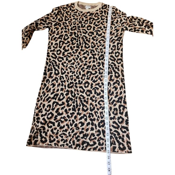 J. Crew Factory Leopard Print Mob Wife Mini Dress Women's Small Tan Sweater - Picture 8 of 8
